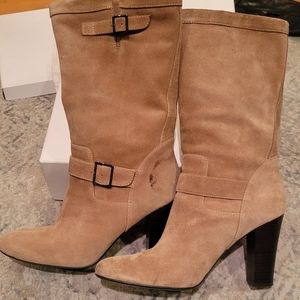 Calvin Klein tan suede heeled boots, sz 9, worn once